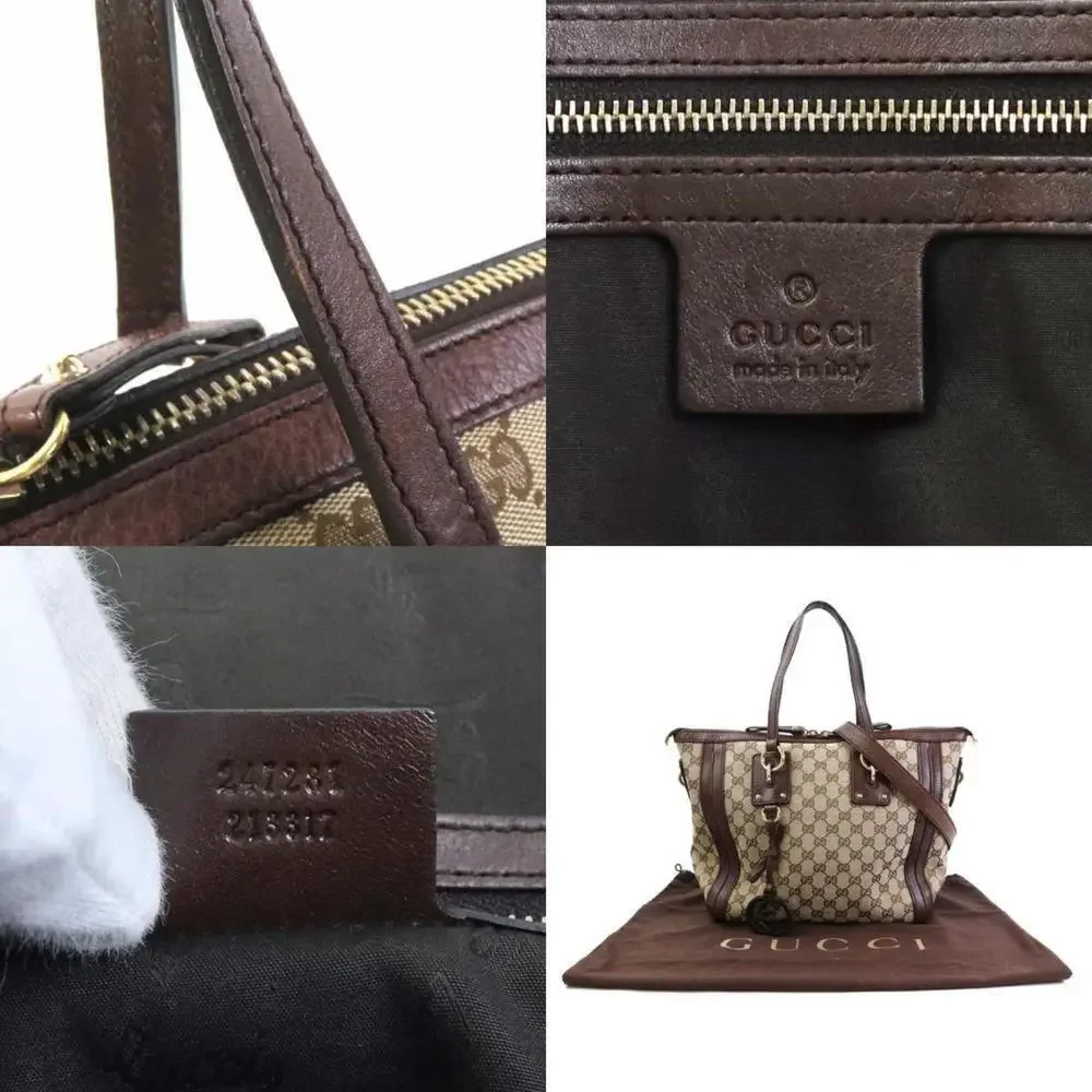 GUCCI Authentic Brown Canvas Shoulder Bag